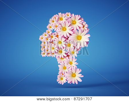 Flower Head Design With Blue Background