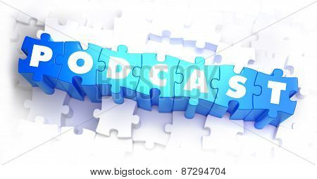 Podcast - Text on Blue Puzzles.