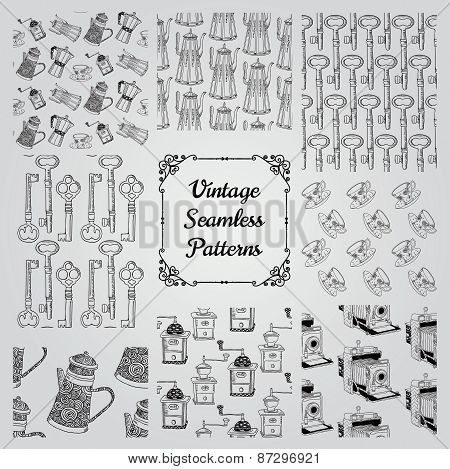 Set Of Vintage Seamless Patterns