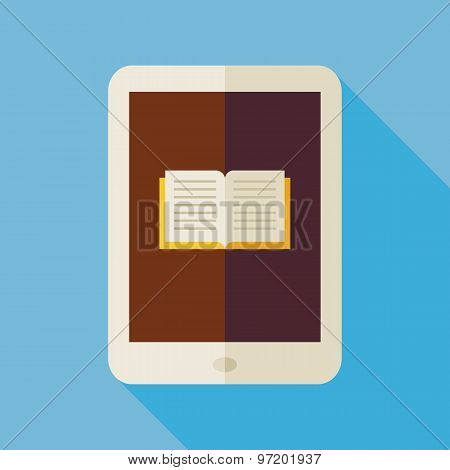 Flat Electronic Book Illustration With Long Shadow