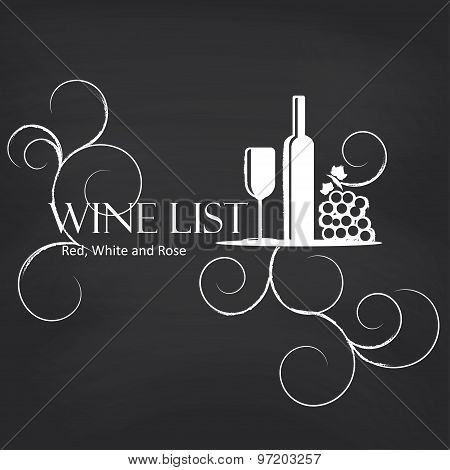Wine list on blackboard background.
