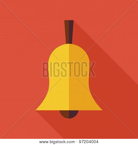 Flat Ringing Bell Illustration With Long Shadow