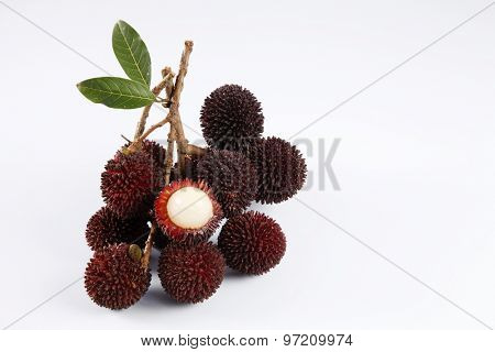 pulasan  thick skin or wild rambutan on the white background