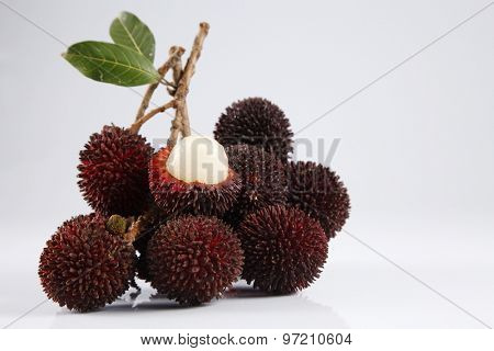 pulasan  thick skin or wild rambutan on the white background