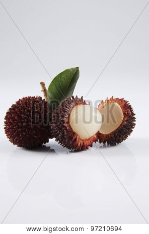 pulasan  thick skin or wild rambutan on the white background