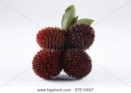 pulasan  thick skin or wild rambutan on the white background
