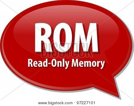 Speech bubble illustration of information technology acronym abbreviation term definition ROM Read Only Memory