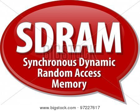 Speech bubble illustration of information technology acronym abbreviation term definition SDRAM Synchronous Dynamic Random Access Memory