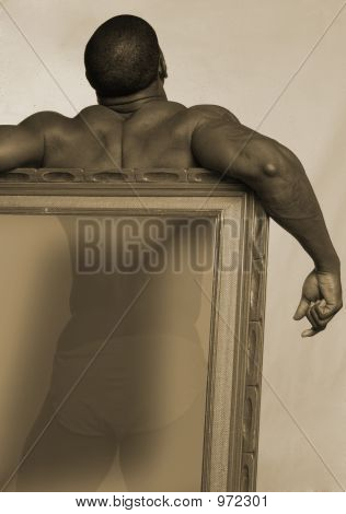 Czarny człowiek z ramki tekstu