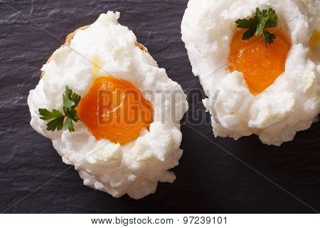 Eggs Orsini: Baked Whipped Whites And Yolks Horizontal Top View
