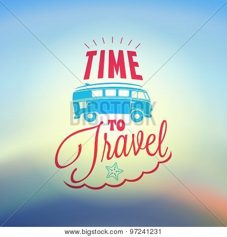 Vintage Hipster Summer Holidays Label Or Badge. Vector Design Element On Coloful Summer Background