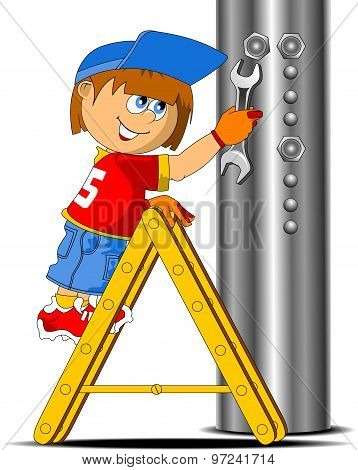 Working On A Stepladder