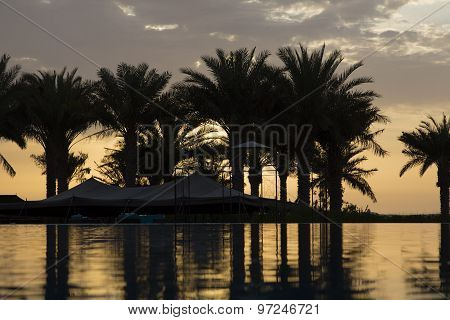 Poolside at sunrise