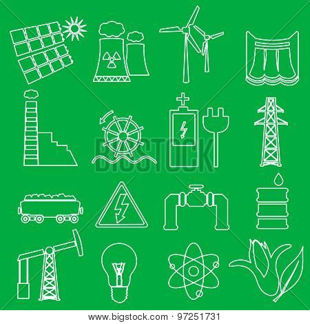 Electricity And Enegry Symbol Outline Icons Set Eps10