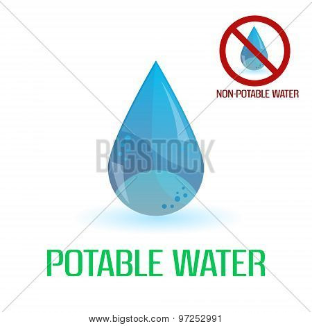 Potable And Non-potable Water Blue Symbols Eps10