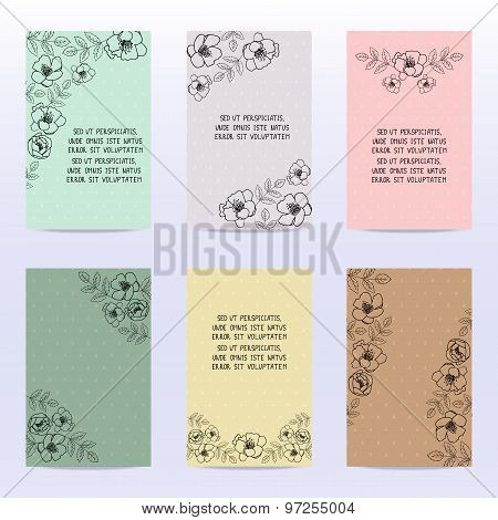 Hand drawn collection of romantic invitations.
