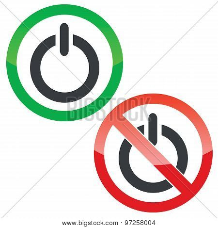 Power permission signs set