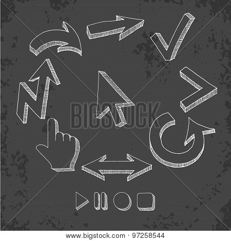 Vector hand drawn arrows icons set