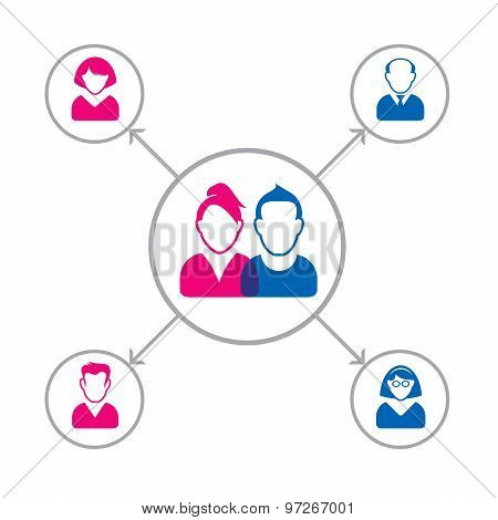 Structure Of Family. Vector Illustration And Network Icons.