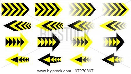 Set of Vector Black Yellow Arrows. Eps10.