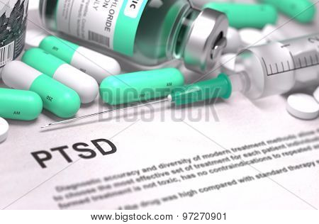 Diagnosis - PTSD. Medical Concept with Blurred Background.