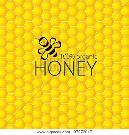 Bee And Honey Vector On Yellow