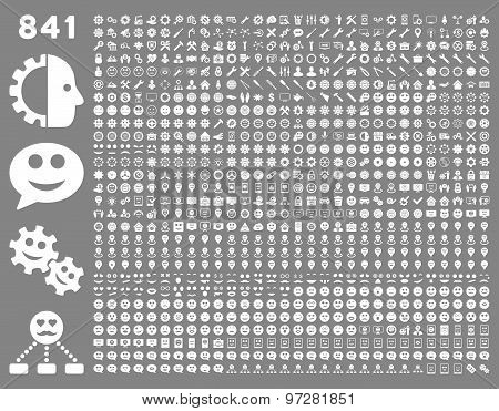841 smile, gear, tool, map markers, mobile icons