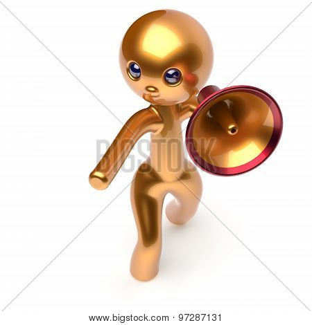 Man Speaking Megaphone Promotion Character Making Sale