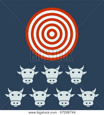 Cow, Bull Heads. Target Business Concept.