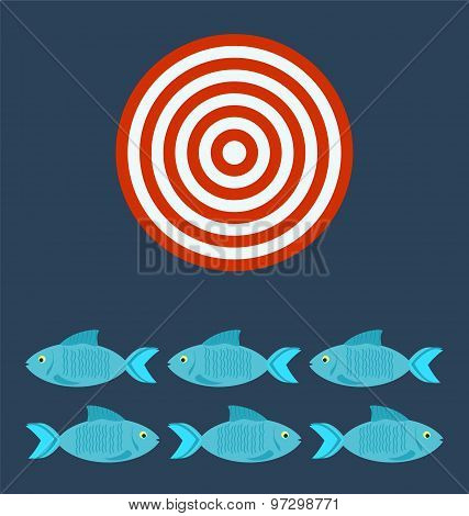 Fish Icon,  Target Business Concept.