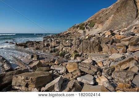 Barrika Coastline In Bilbao Basque Country Spain.