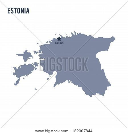 Vector map of Estonia isolated on white background. Travel Vector Illustration.