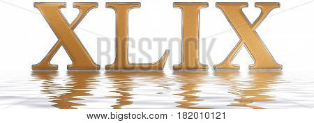 Roman Numeral Xlix, Novem Et Quadraginta, 49, Forty Nine, Reflected On The Water Surface, Isolated O
