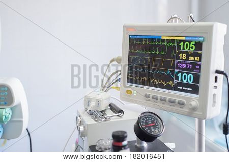 Control panel of modern veterinary anesthesia machine