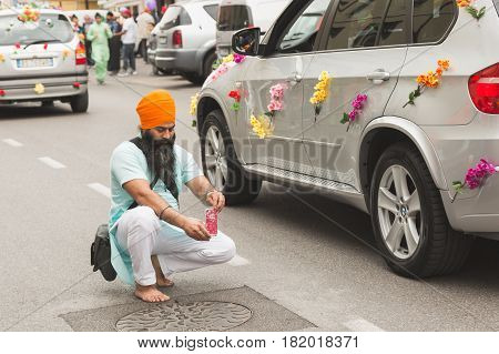 Sikh Man Taking Part In The Vaisakhi Parade