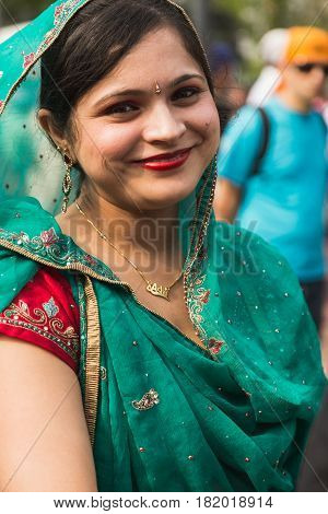 Sikh Woman Taking Part In The Vaisakhi Parade