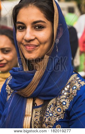 Sikh Woman Taking Part In The Vaisakhi Parade