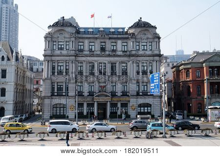 SHANGHAI - FEBRUARY 29: Old buildings and street view in Waitan of Shanghai, China, February 29, 2016.