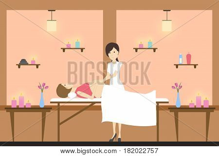 Massage for pragnant woman. Treatment in spa salon.