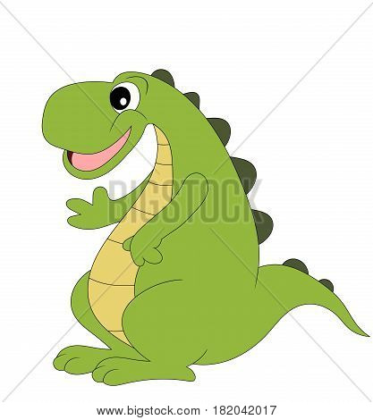 Cute cartoon dinosaur isolated on white background