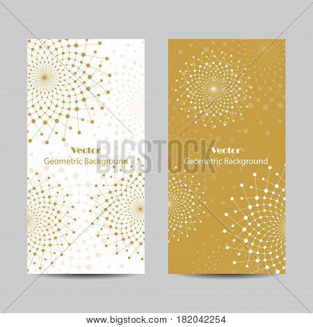 Set of verticl banners. Geometric pattern with connected lines and dots. Vector illustration.