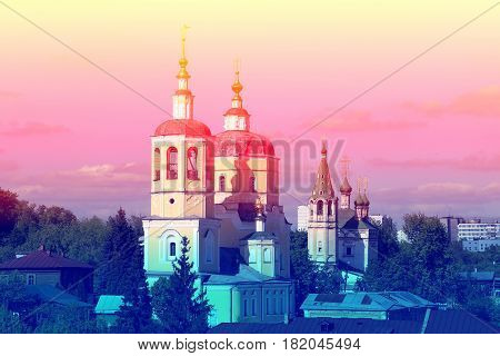 Beautiful Orthodox Church in Russia photographed in close-up