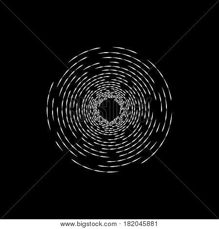 Brocken concentric vortex ripple. Hipster design element. Vector illustration.