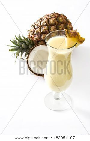 Piña colada cocktail isolated on white background