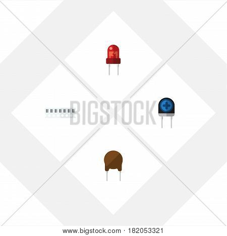 Flat Technology Set Of Triode, Transducer, Memory And Other Vector Objects. Also Includes Recipient, Electronics, Transistor Elements.