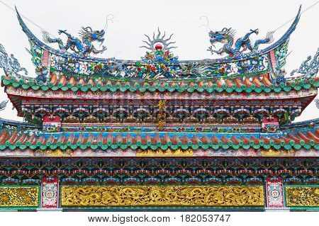 Main entrance of the Lungshan Temple of Manka in Taiwan