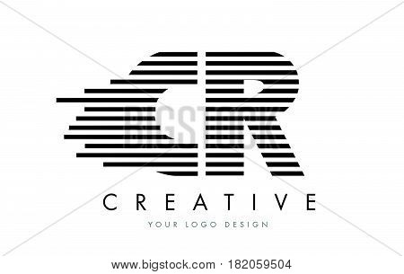 Cr C R Zebra Letter Logo Design With Black And White Stripes