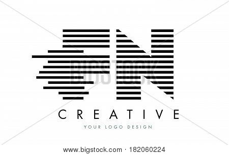 Fn F N Zebra Letter Logo Design With Black And White Stripes