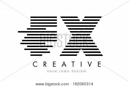 Fx F X Zebra Letter Logo Design With Black And White Stripes