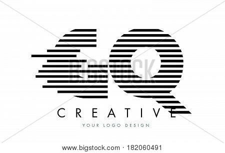 Gq G Q Zebra Letter Logo Design With Black And White Stripes
